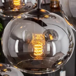 hofstein Suspension - Verre Apedo Fumé, 6 lumières