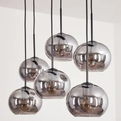 hofstein Suspension - Verre Apedo Fumé, 6 lumières