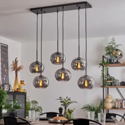 hofstein Suspension - Verre Apedo Fumé, 6 lumières