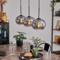 hofstein Suspension - Verre Apedo Fumé, 3 lumières