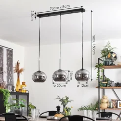 hofstein Suspension - Verre Apedo Fumé, 3 lumières