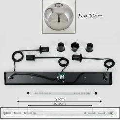 hofstein Suspension - Verre Apedo Fumé, 3 lumières