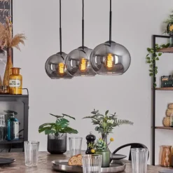 hofstein Suspension - Verre Apedo Fumé, 3 lumières