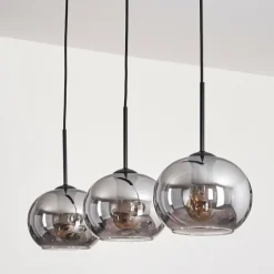 hofstein Suspension - Verre Apedo Fumé, 3 lumières