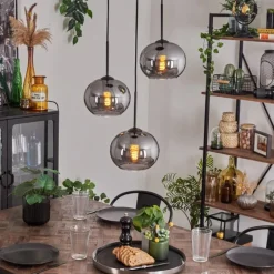 hofstein Suspension - Verre Apedo Fumé, 3 lumières