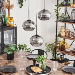 hofstein Suspension - Verre Apedo Fumé, 3 lumières