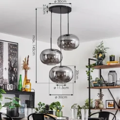 Suspension Verre Fumé-hofstein Suspension - Verre Apedo Fumé, 3 lumières