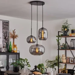 hofstein Suspension - Verre Apedo Fumé, 3 lumières