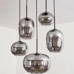 hofstein Suspension - Verre Apedo Fumé, 5 lumières