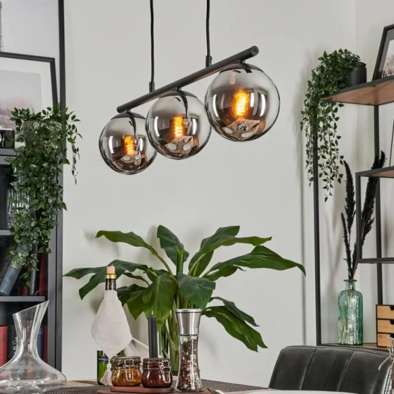 hofstein Suspension - Verre Gastor Chrome, Fumé, 3 lumières