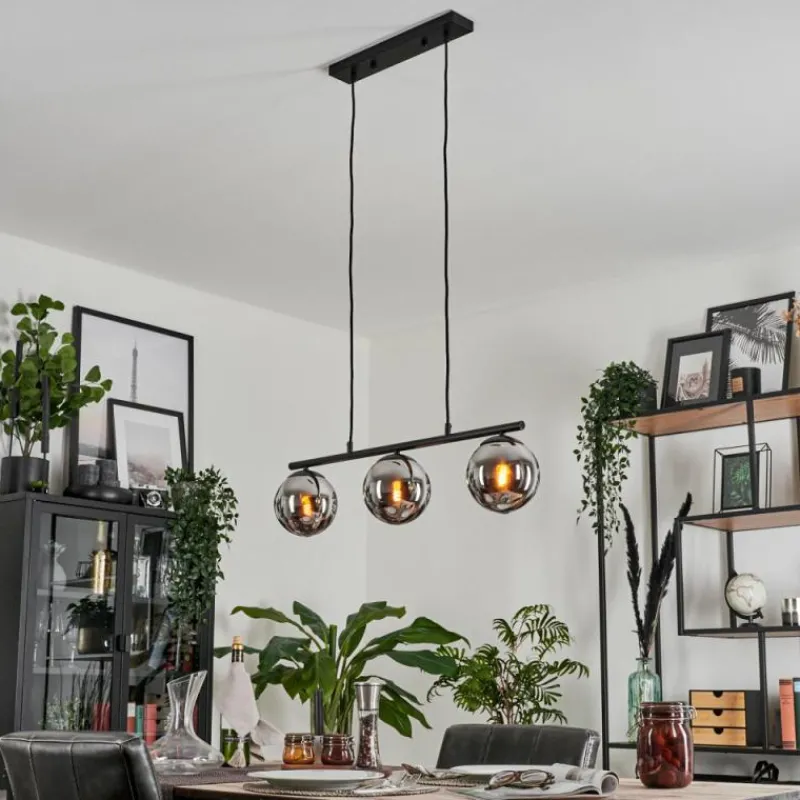 hofstein Suspension - Verre Gastor Chrome, Fumé, 3 lumières