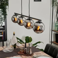 hofstein Suspension - Verre Gastor Chrome, Fumé, 4 lumières