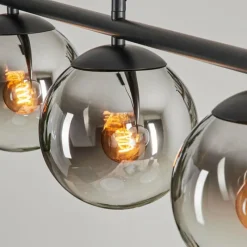 hofstein Suspension - Verre Gastor Chrome, Clair, Fumé, 4 lumières