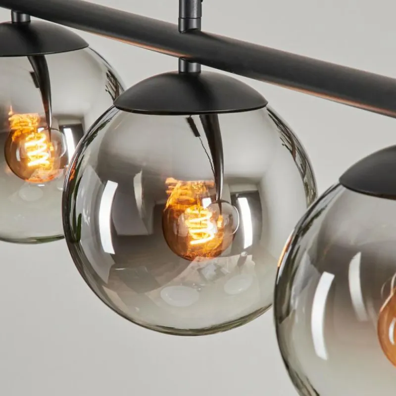 hofstein Suspension - Verre Gastor Chrome, Clair, Fumé, 4 lumières