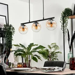 hofstein Suspension - Verre Gastor Ambre, Clair, 3 lumières