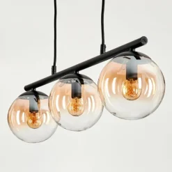 hofstein Suspension - Verre Gastor Ambre, Clair, 3 lumières