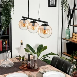 hofstein Suspension - Verre Gastor Ambre, Clair, 3 lumières