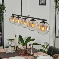 hofstein Suspension - Verre Gastor Ambre, Clair, 5 lumières