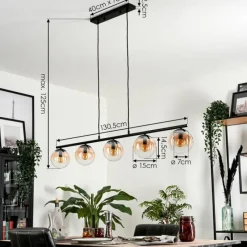 hofstein Suspension - Verre Gastor Ambre, Clair, 5 lumières