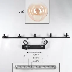 hofstein Suspension - Verre Gastor Ambre, Clair, 5 lumières