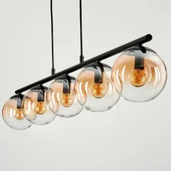 hofstein Suspension - Verre Gastor Ambre, Clair, 5 lumières