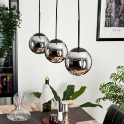 hofstein Suspension - Verre Gastor Chrome, Fumé, 3 lumières