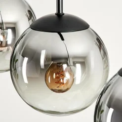 hofstein Suspension - Verre Gastor Chrome, Clair, Fumé, 3 lumières