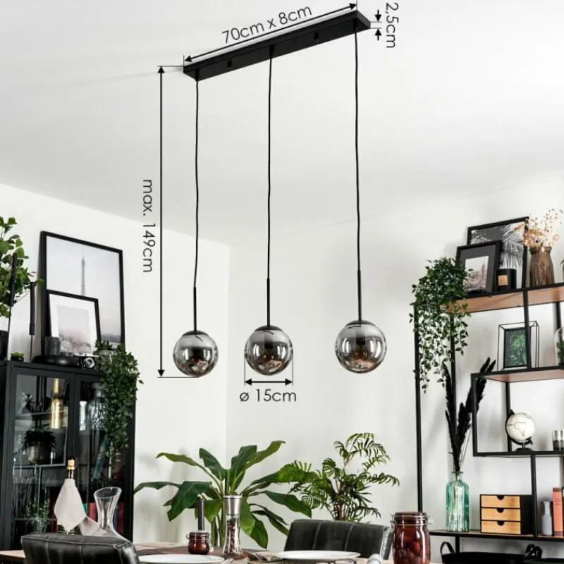 hofstein Suspension - Verre Gastor Fumé, 3 lumières