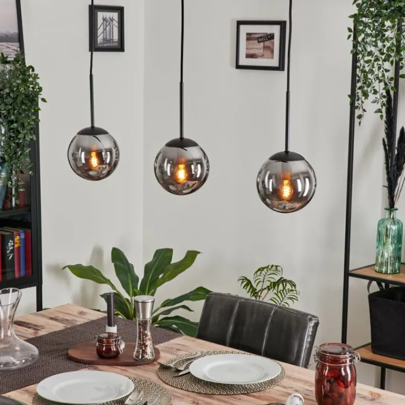 hofstein Suspension - Verre Gastor Fumé, 3 lumières