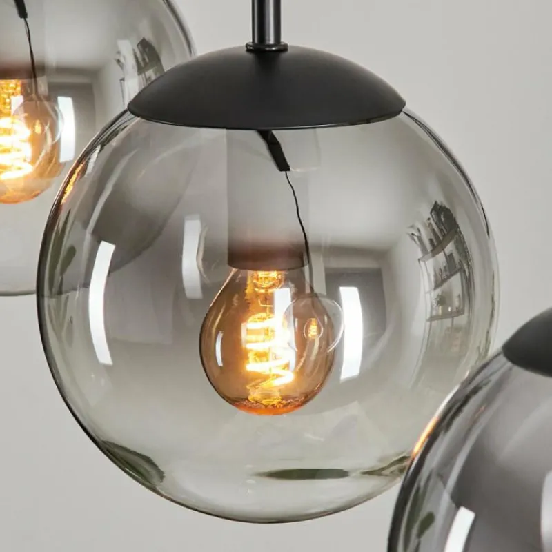 hofstein Suspension - Verre Gastor Clair, Fumé, 3 lumières