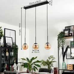 hofstein Suspension - Verre Gastor Ambre, 3 lumières