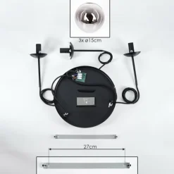 hofstein Suspension - Verre Gastor Chrome, Clair, Fumé, 3 lumières