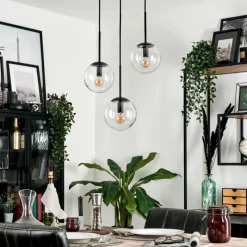 hofstein Suspension - Verre Gastor Clair, 3 lumières