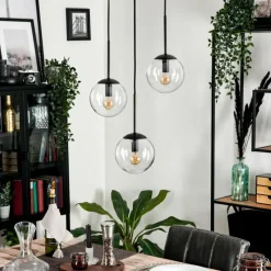 hofstein Suspension - Verre Gastor Clair, 3 lumières