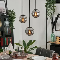 hofstein Suspension - Verre Gastor Fumé, 3 lumières