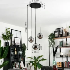 hofstein Suspension - Verre Gastor Fumé, 3 lumières