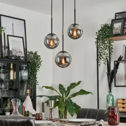 hofstein Suspension - Verre Gastor Fumé, 3 lumières
