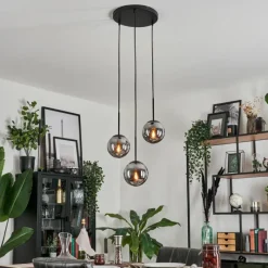 hofstein Suspension - Verre Gastor Fumé, 3 lumières