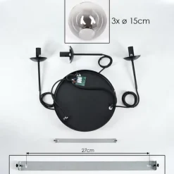 hofstein Suspension - Verre Gastor Clair, Fumé, 3 lumières