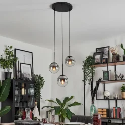 hofstein Suspension - Verre Gastor Clair, Fumé, 3 lumières