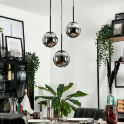 hofstein Suspension - Verre Gastor Chrome, Fumé, 3 lumières
