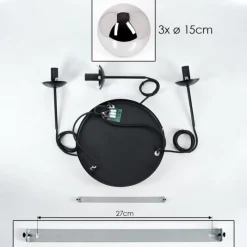 hofstein Suspension - Verre Gastor Chrome, Fumé, 3 lumières