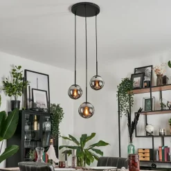 hofstein Suspension - Verre Gastor Chrome, Fumé, 3 lumières