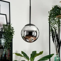 hofstein Suspension - Verre Gastor Chrome, Fumé, 1 lumière