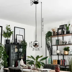 hofstein Suspension - Verre Gastor Chrome, Fumé, 1 lumière