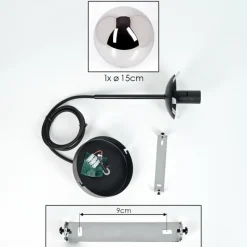 hofstein Suspension - Verre Gastor Chrome, Fumé, 1 lumière