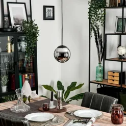 hofstein Suspension - Verre Gastor Chrome, Fumé, 1 lumière