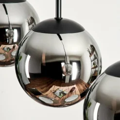 hofstein Suspension - Verre Gastor Chrome, Fumé, 5 lumières