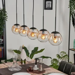 hofstein Suspension - Verre Gastor Ambre, Clair, 5 lumières