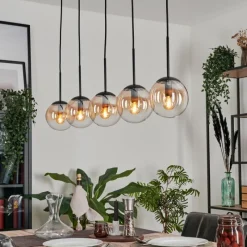 hofstein Suspension - Verre Gastor Ambre, Clair, 5 lumières